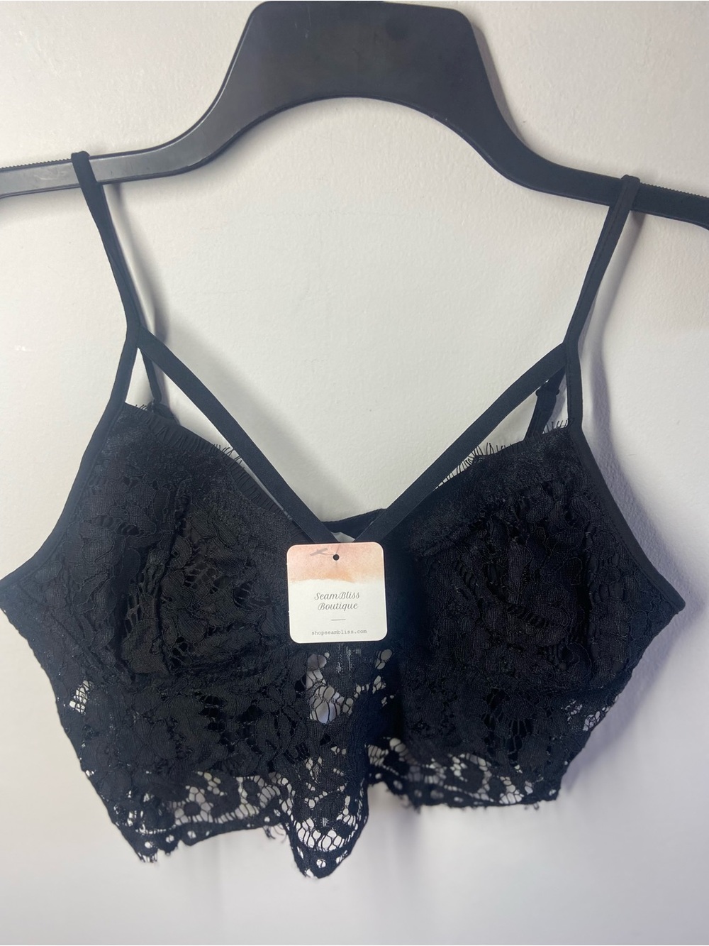 Black Lace Bralette - Strappy Women's Intimates